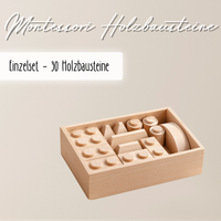 Montessori Holzbausteine aus Massivholz mit Aufbewahrungsbox