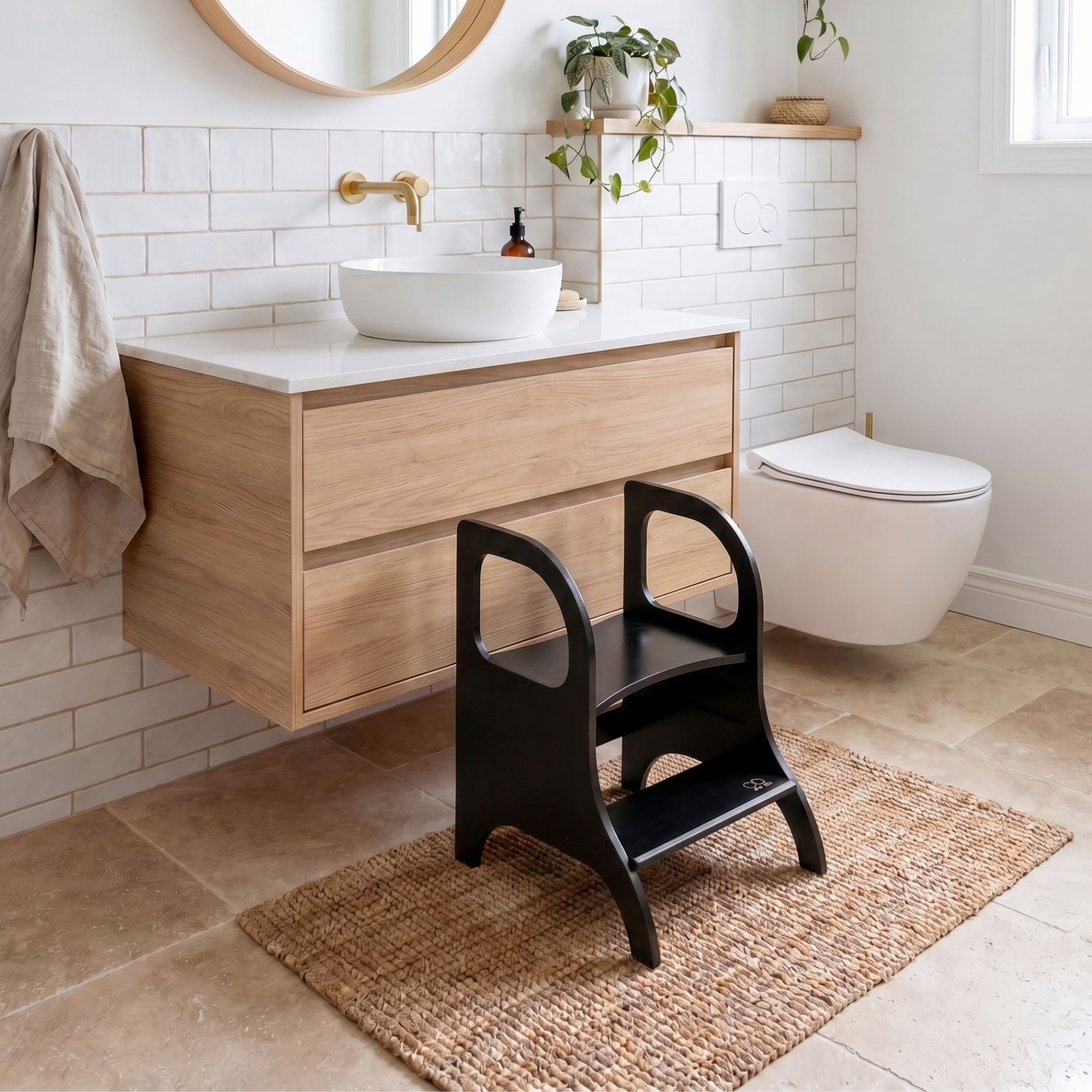 MIIMO® – Höhenverstellbarer Montessori Tritthocker aus Holz