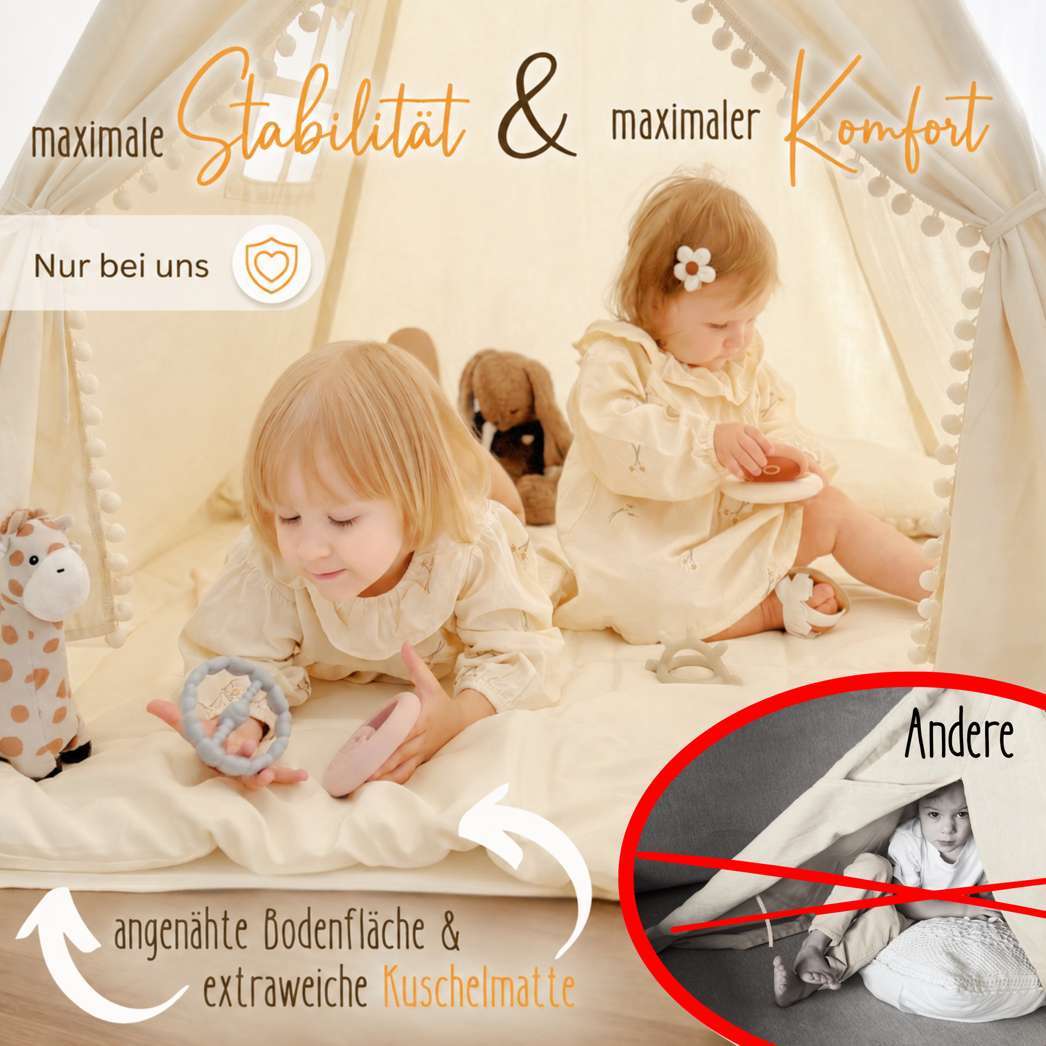 Tipi children's tent - 100% cotton