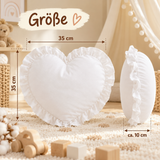 Herzkissen – Weißes Baumwollkissen in Herzform | 35 cm