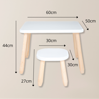 Solo Set "Minimal" – Kindertisch & Hocker aus massivem Buchenholz