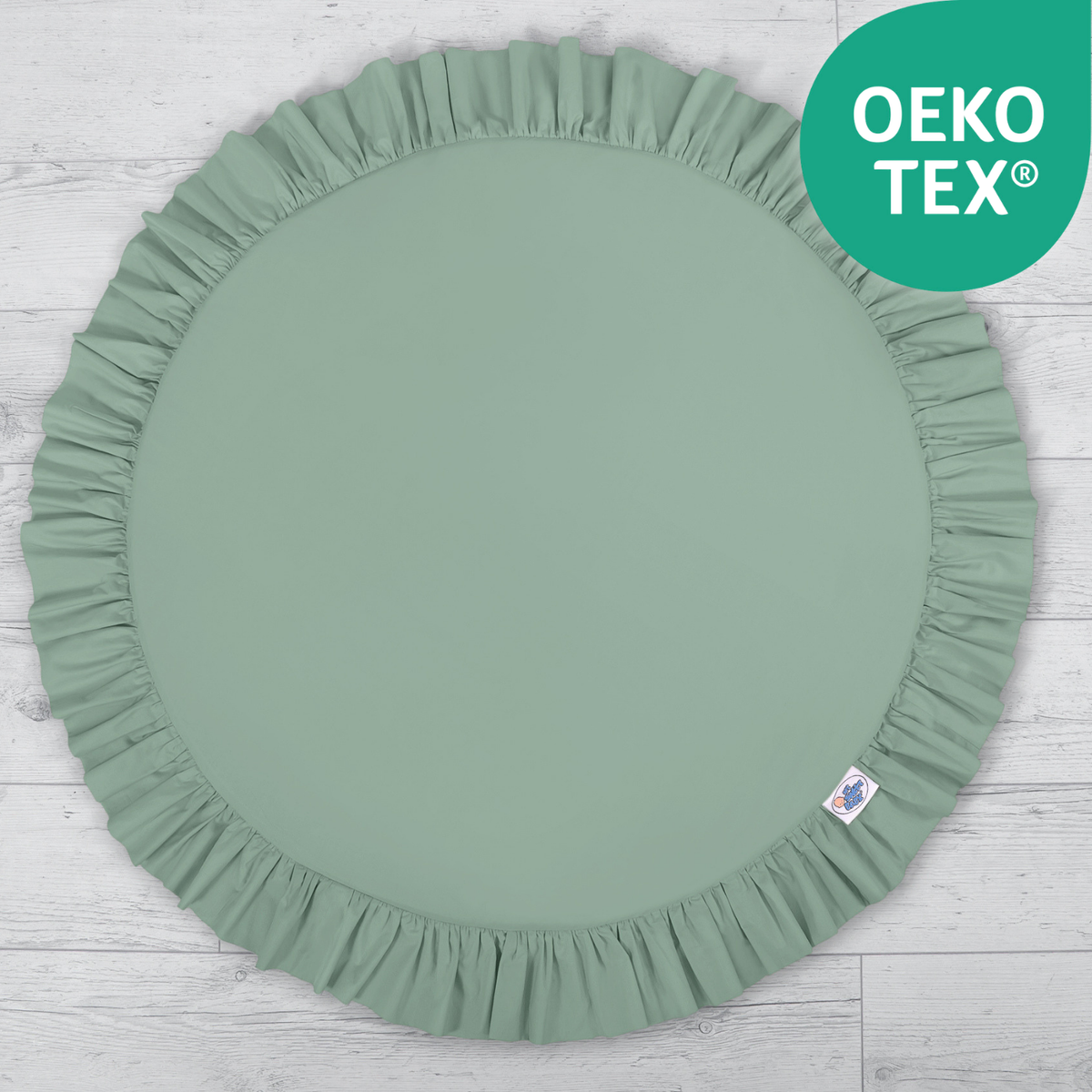 Runde Spielmatte mit Rüschen 100cm – 100 % Baumwolle
