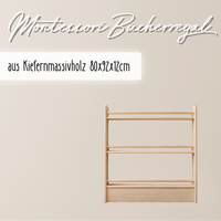 Kleines Montessori Bücherregal – aus massivem Kiefernholz 80×92×12 cm