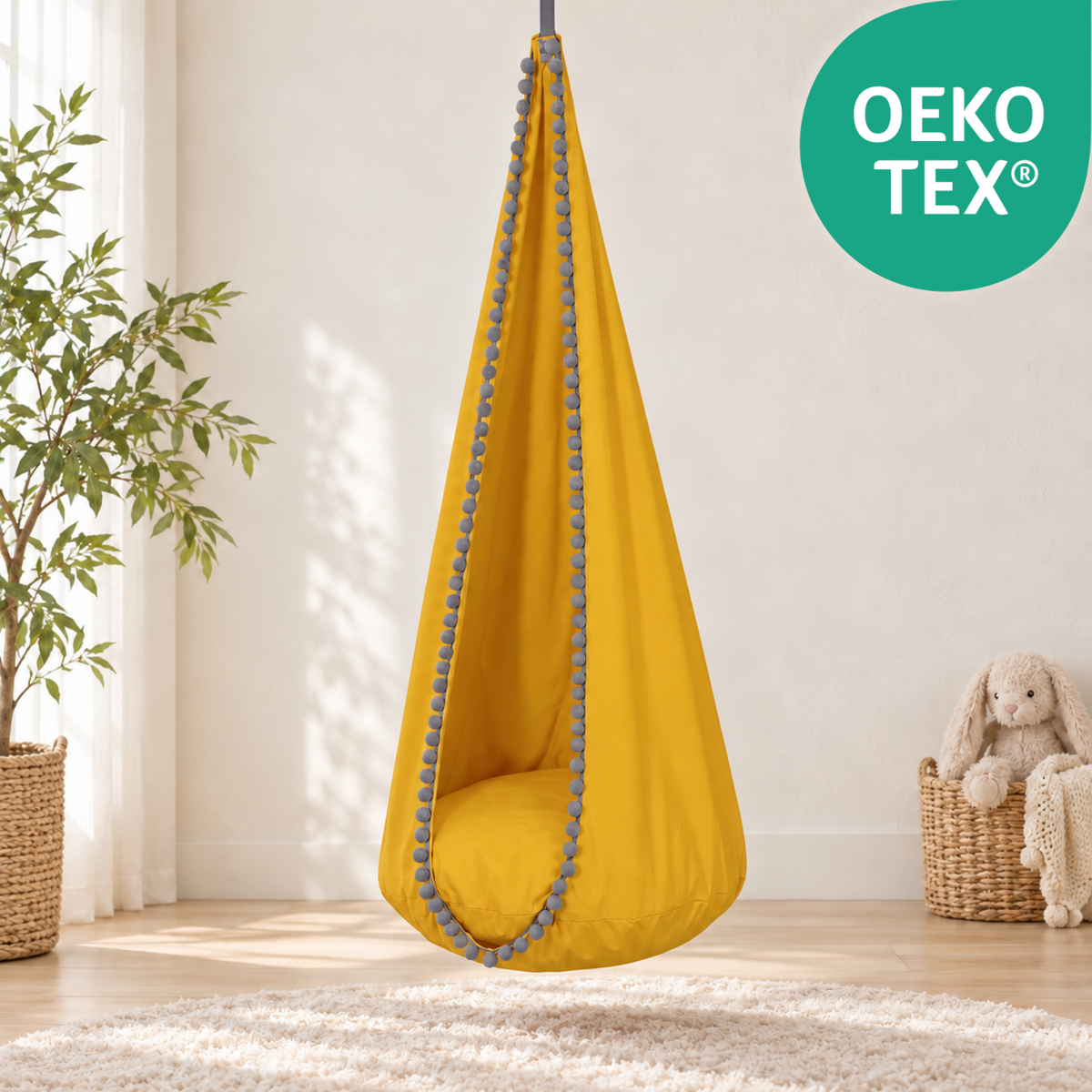 Cocoon Swing – Hängeschaukel aus Baumwolle mit Sitzkissen