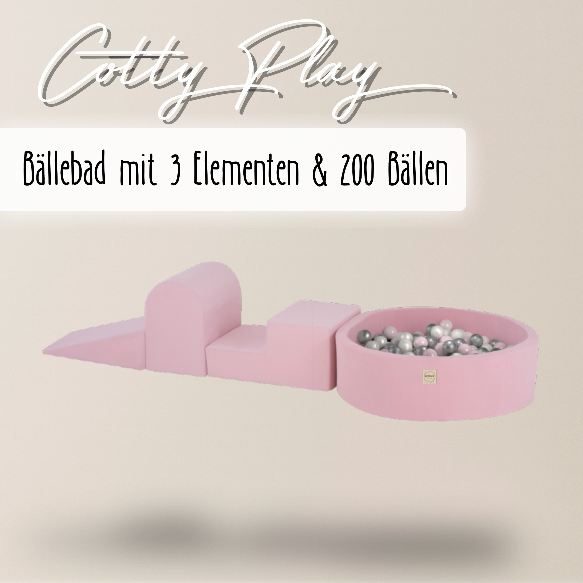 "Cotty Play" Bällebad 90x30cm mit 3 Bauelementen & 200 Bällen