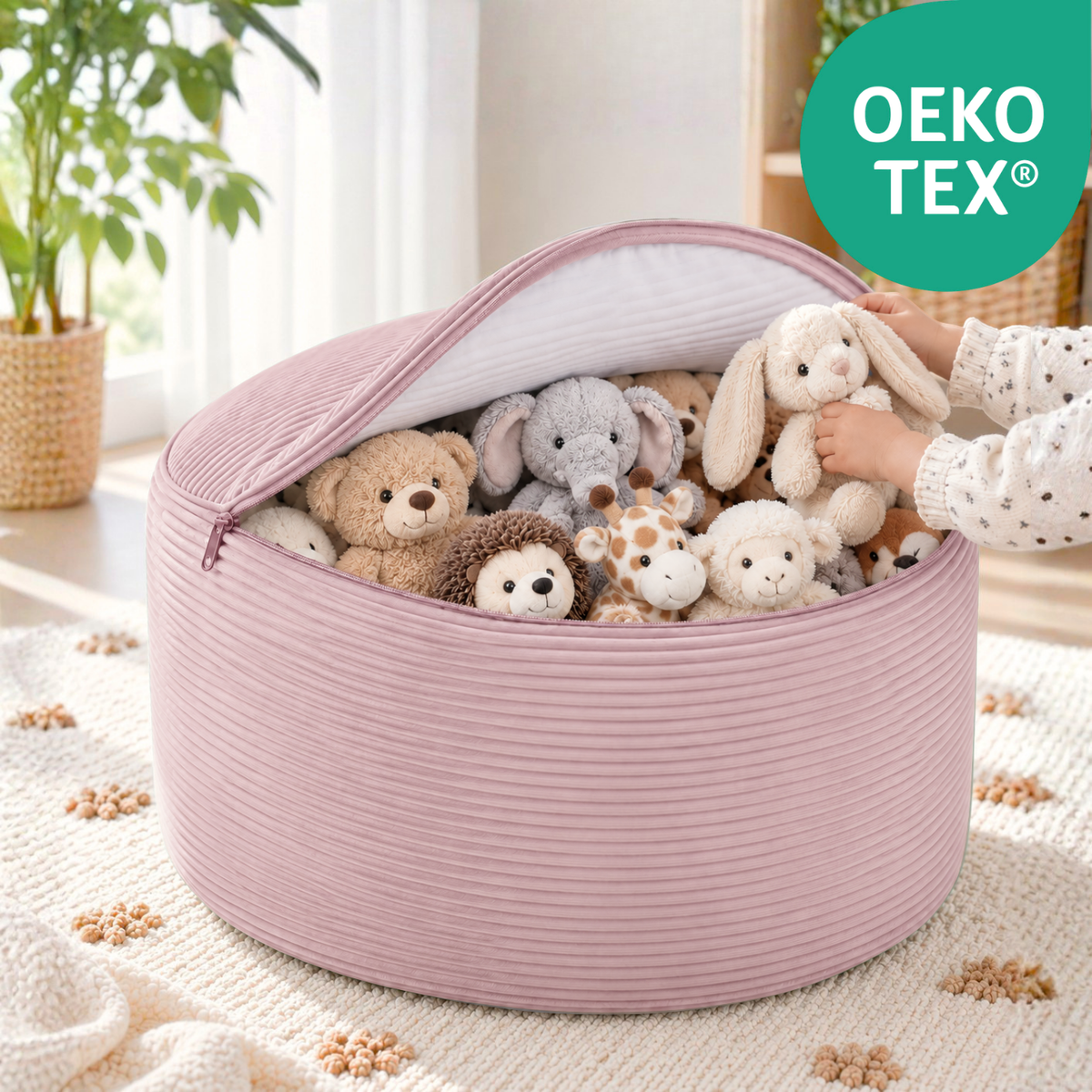 "Toy Pouf" befüllbarer Aufbewahrungs-Sitzhocker 65×30 cm