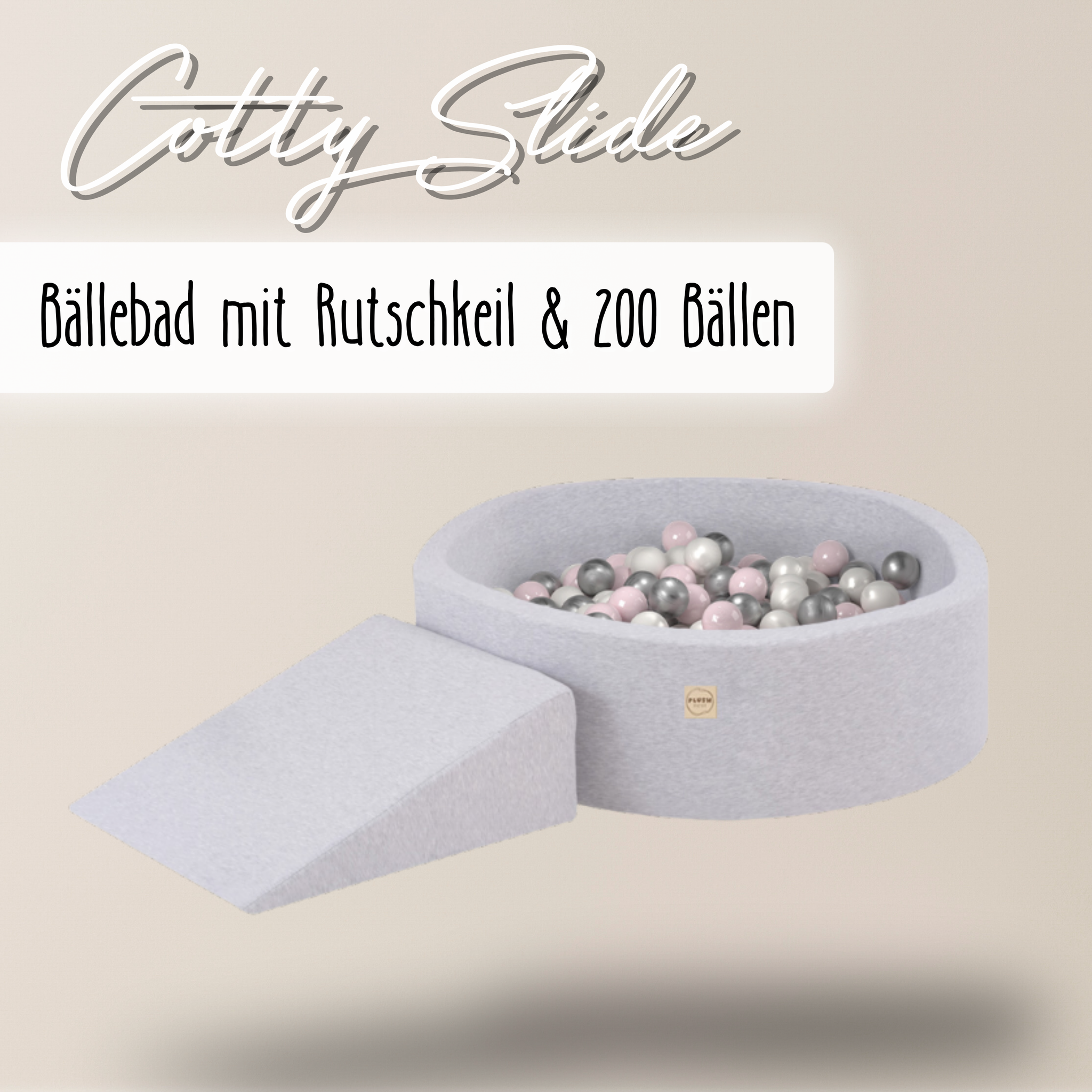 "Cotty Slide" Bällebad 90x30cm mit Rutschkeil & 200 Bällen
