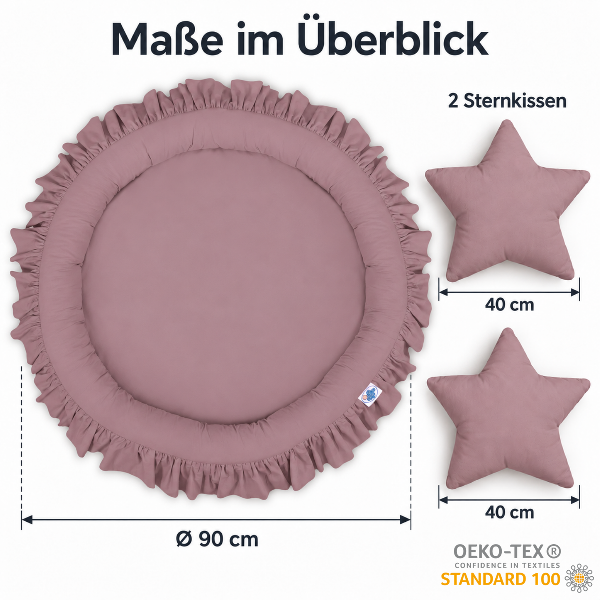 runde Nestmatte mit Rüschen – 100% Baumwolle