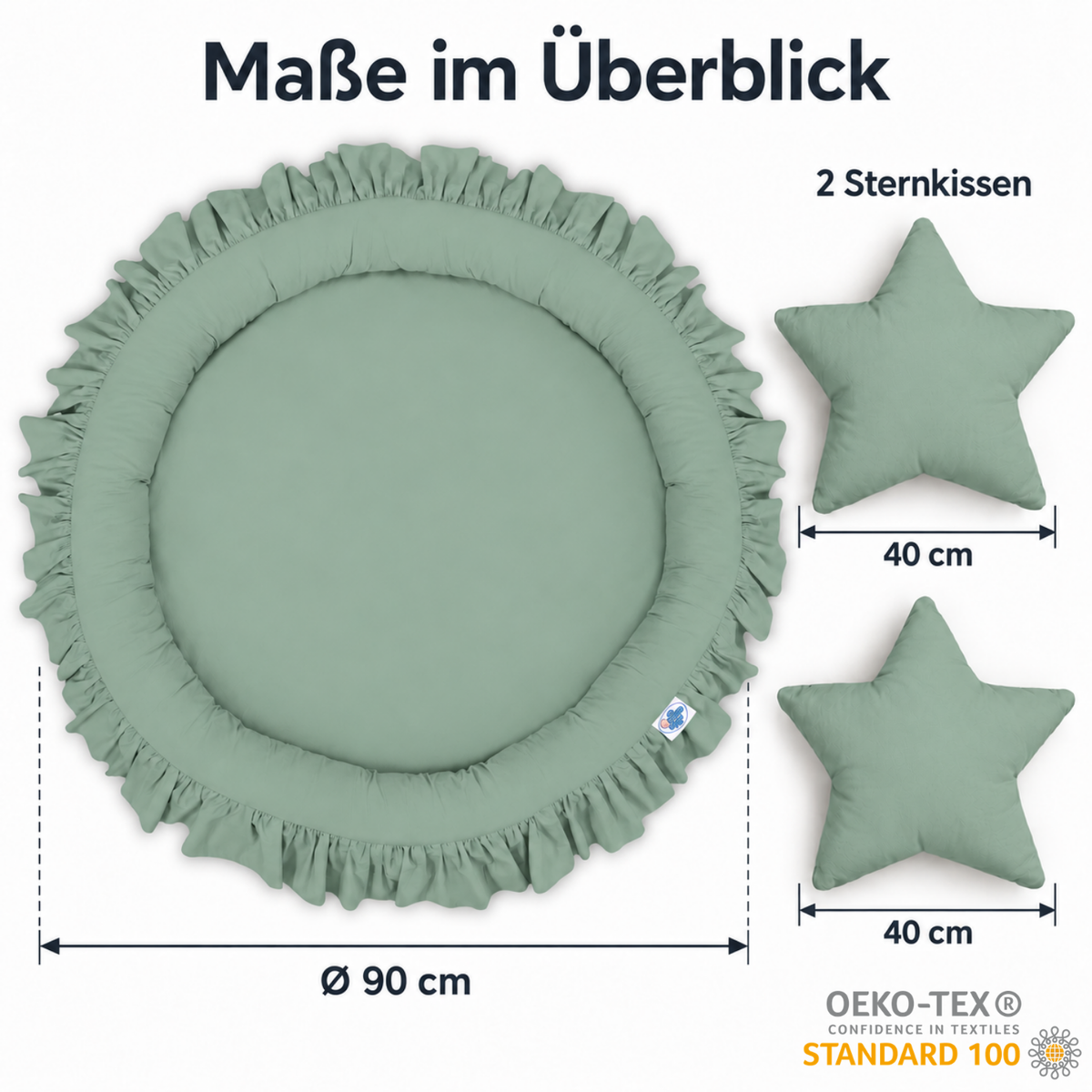 runde Nestmatte mit Rüschen – 100% Baumwolle