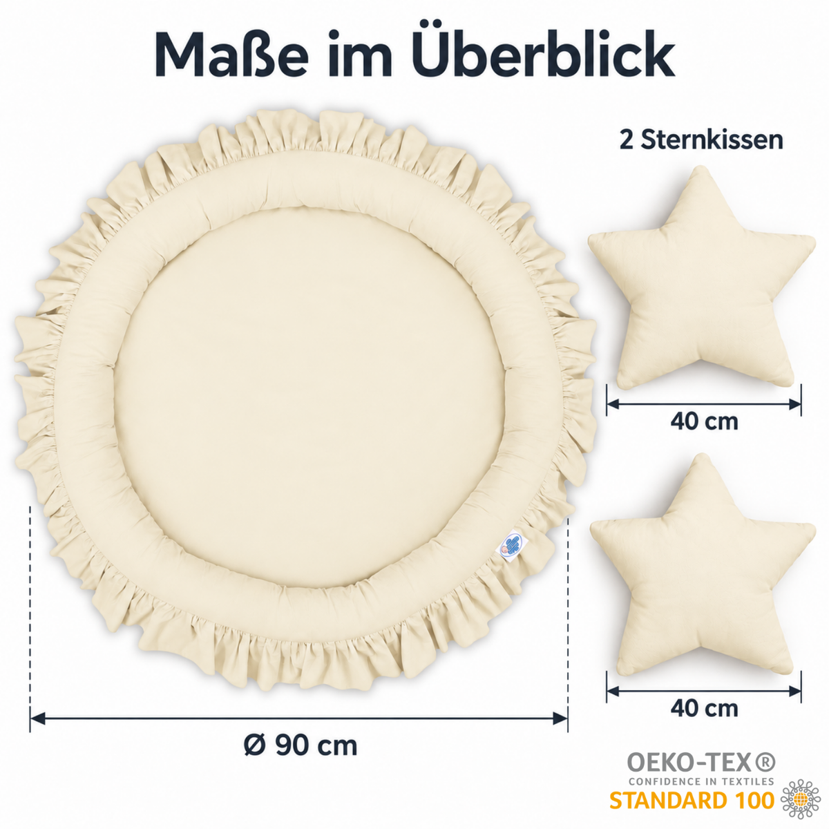 runde Nestmatte mit Rüschen – 100% Baumwolle