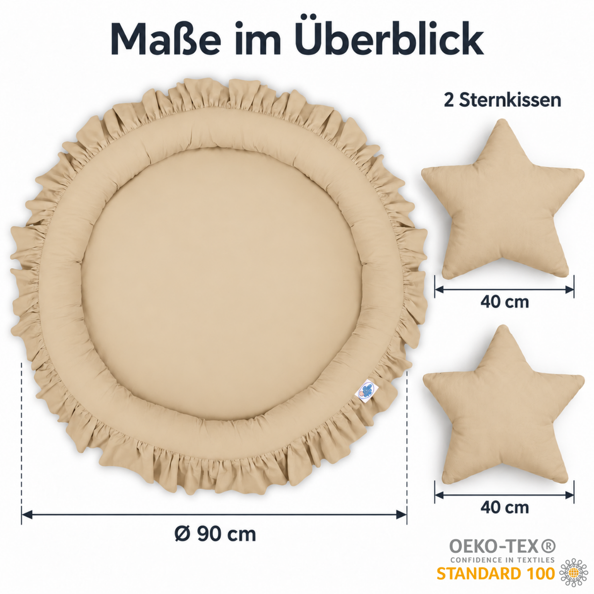 runde Nestmatte mit Rüschen – 100% Baumwolle