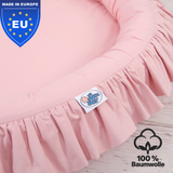 runde Nestmatte mit Rüschen – 100% Baumwolle