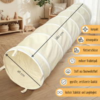 Spieltunnel aus Baumwolle/Hanf, passend zum runden Spielzelt, 180x46cm