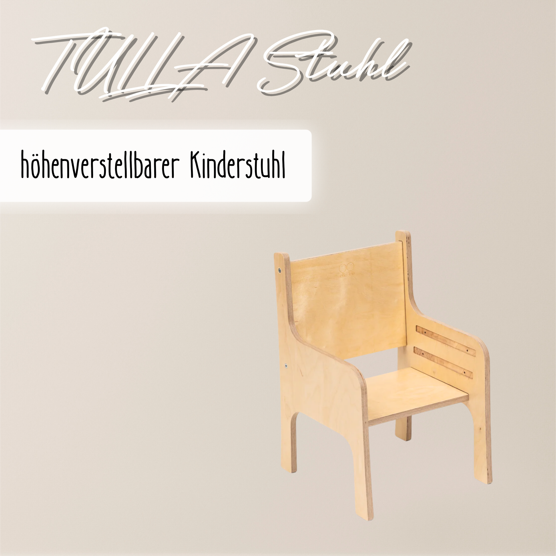 Tulla® Kinderstuhl – 3fach höhenverstellbarer Montessori Stuhl aus Holz
