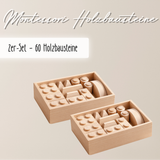 Montessori Holzbausteine aus Massivholz mit Aufbewahrungsbox