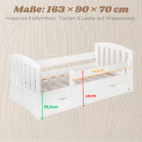 Yappy JUNIOR Classic - Kinderbett 160x80cm mit Schublade & Rausfallschutz