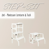STEP’n’SIT® – Montessori Lernturm & Tisch 2-in-1 aus Holz