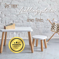 Duo Set "Minimal" – Kindertisch & 2 Hocker aus massivem Buchenholz