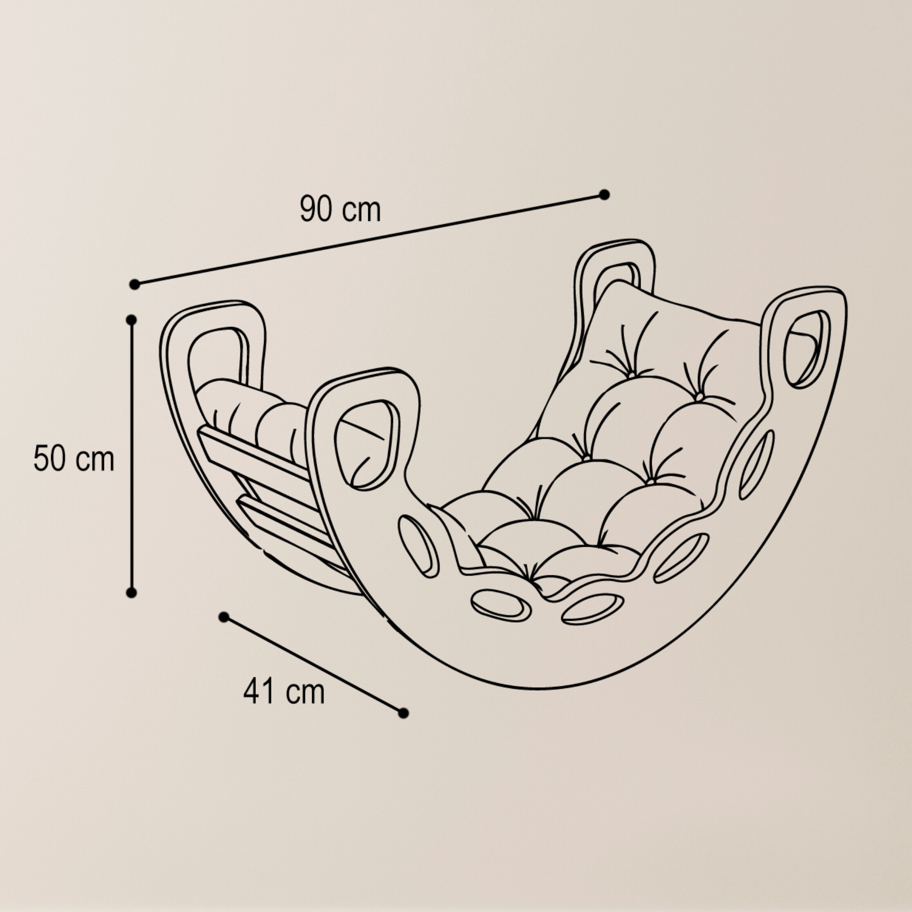 "Big Rocker" 3in1, Wippe, Kletterbogen & Rutsche 90x41x50 cm, Cashmere Wood