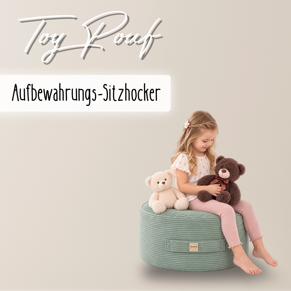 "Toy Pouf" befüllbarer Aufbewahrungs-Sitzhocker 65×30 cm