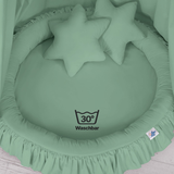 runde Nestmatte mit Rüschen – 100% Baumwolle
