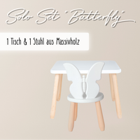 Solo Set "Butterfly" - Kindertisch & Stuhl aus massivem Buchenholz