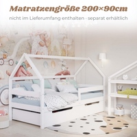 Yappy MAXI – Hausbett 200x90cm mit Rausfallschutz und 2 Schubladen