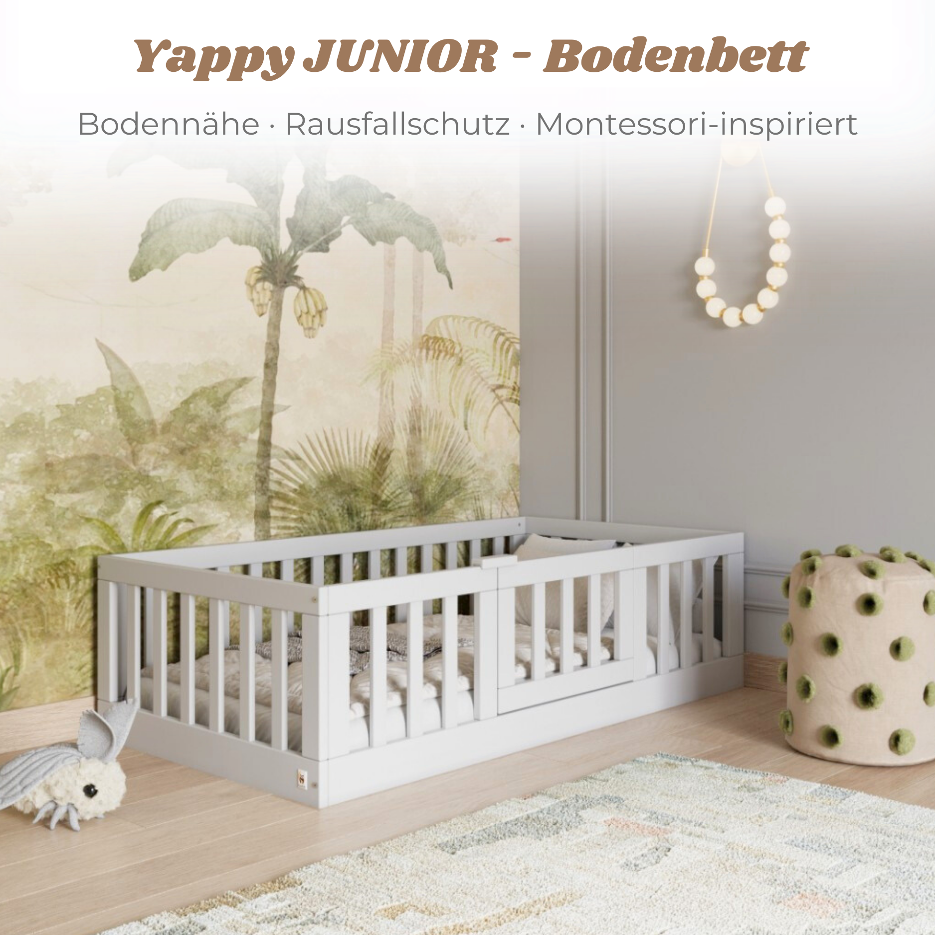 YappyCasa JUNIOR - Bodenbett 160x80cm mit Tür & Sicherheitsleiste