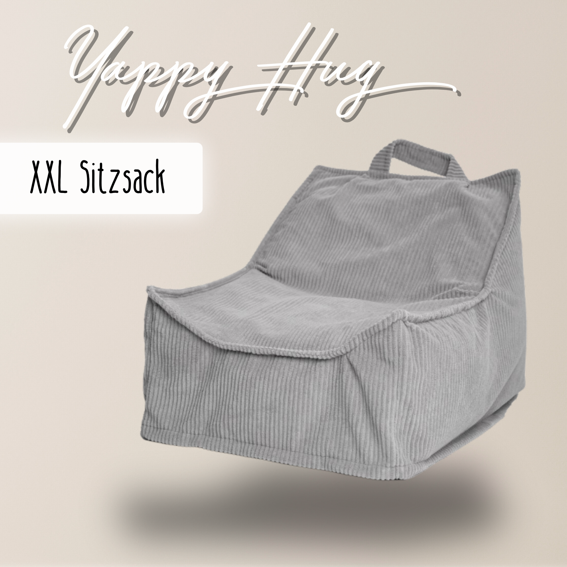 "Yappy Hug" XXL Familien-Sitzsack 70x80x50cm mit EPS-Perlen & Anti-Rutsch-Boden