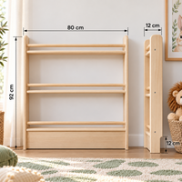 Kleines Montessori Bücherregal – aus massivem Kiefernholz 80×92×12 cm