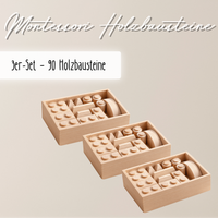 Montessori Holzbausteine aus Massivholz mit Aufbewahrungsbox