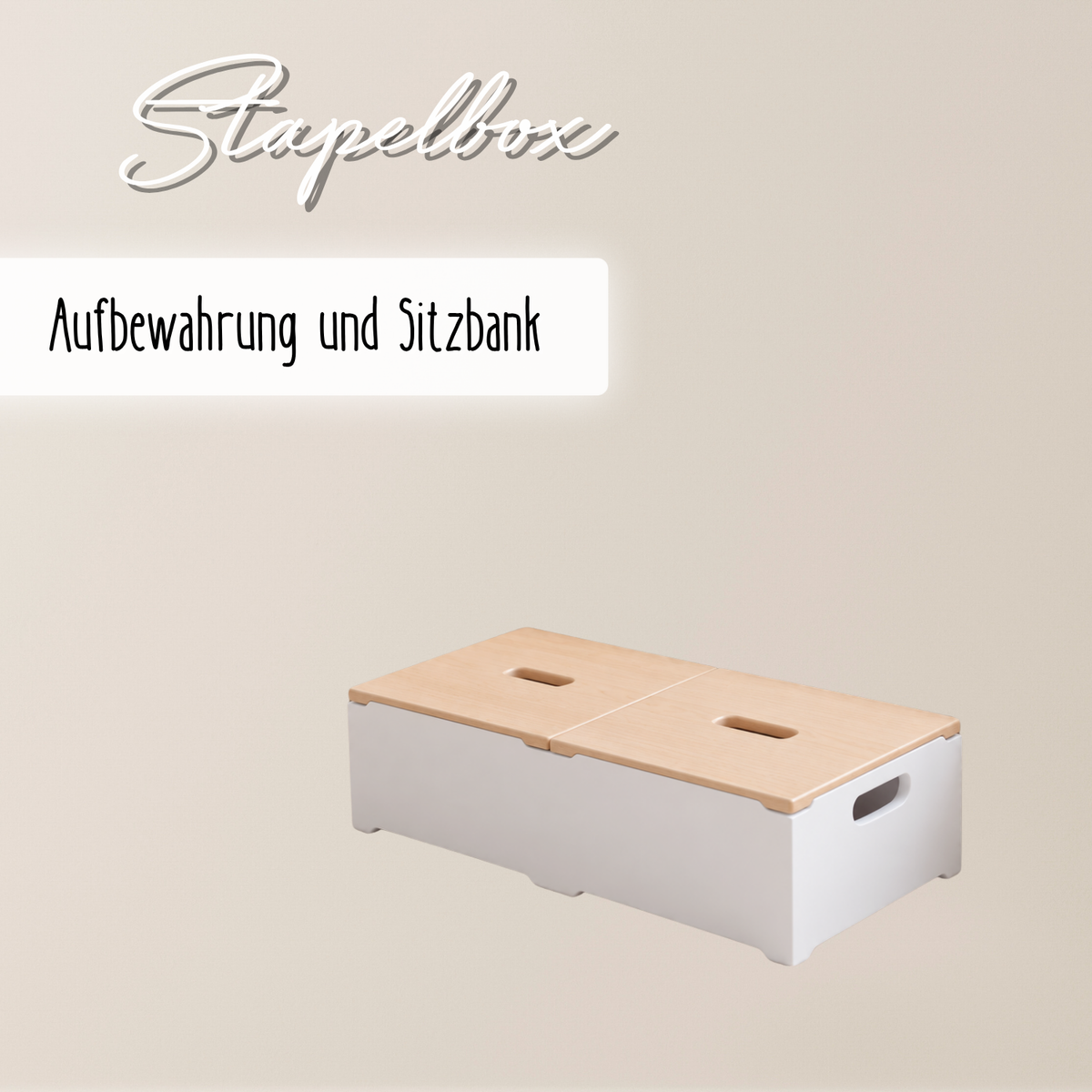Aufbewahrungsbox & Sitzbank aus Massivholz – stapelbar mit 2 Deckeln
