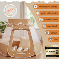 Pop-Up Bällebad-Spielzelt aus Baumwolle/Hanf