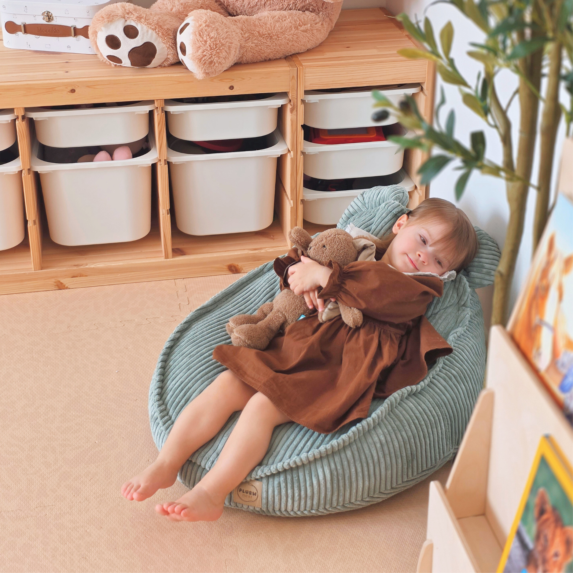 "Huggy Bear" Sitzsack mit Ohren für Kinder 68x45cm