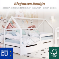 Yappy MAXI – Hausbett 200x90cm mit Rausfallschutz und 2 Schubladen