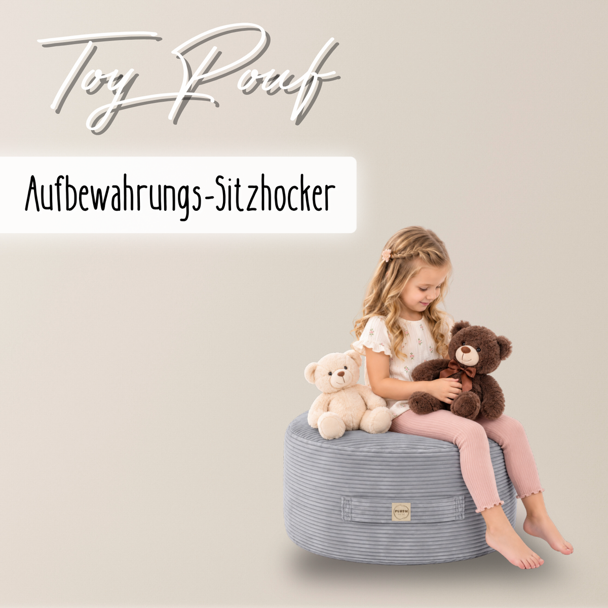 "Toy Pouf" befüllbarer Aufbewahrungs-Sitzhocker 65×30 cm
