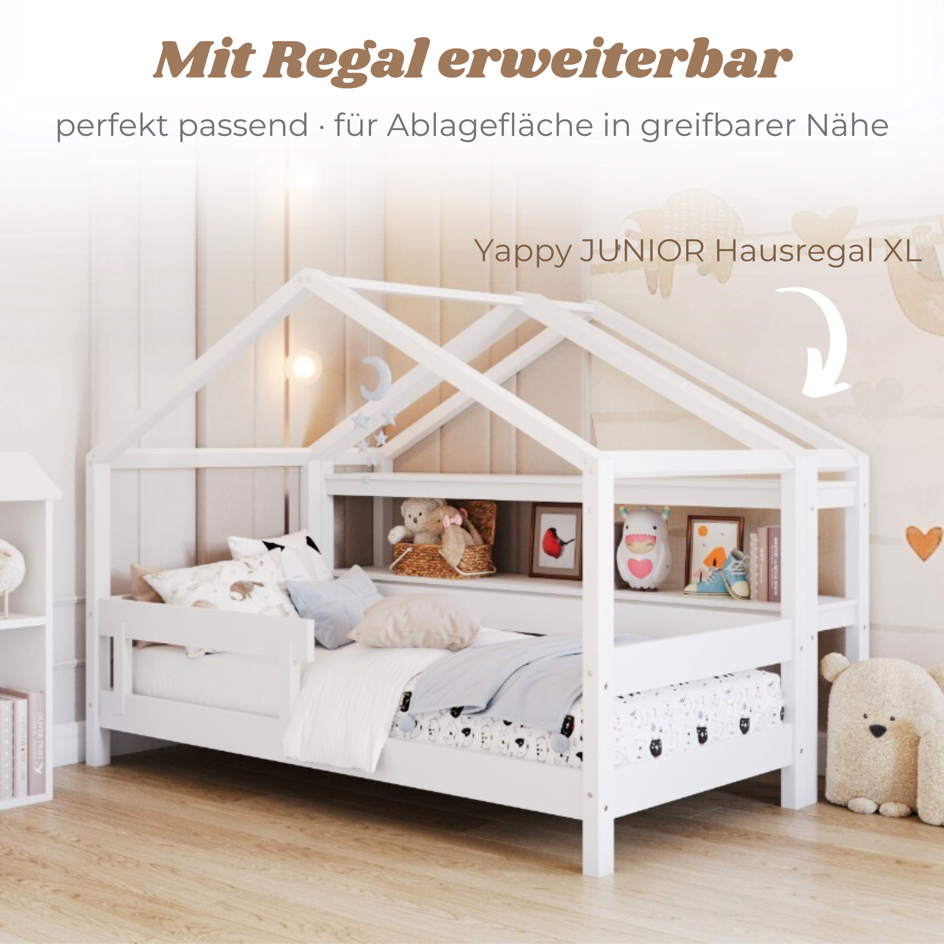 Yappy JUNIOR - Hausbett 160×80cm mit Rausfallschutz