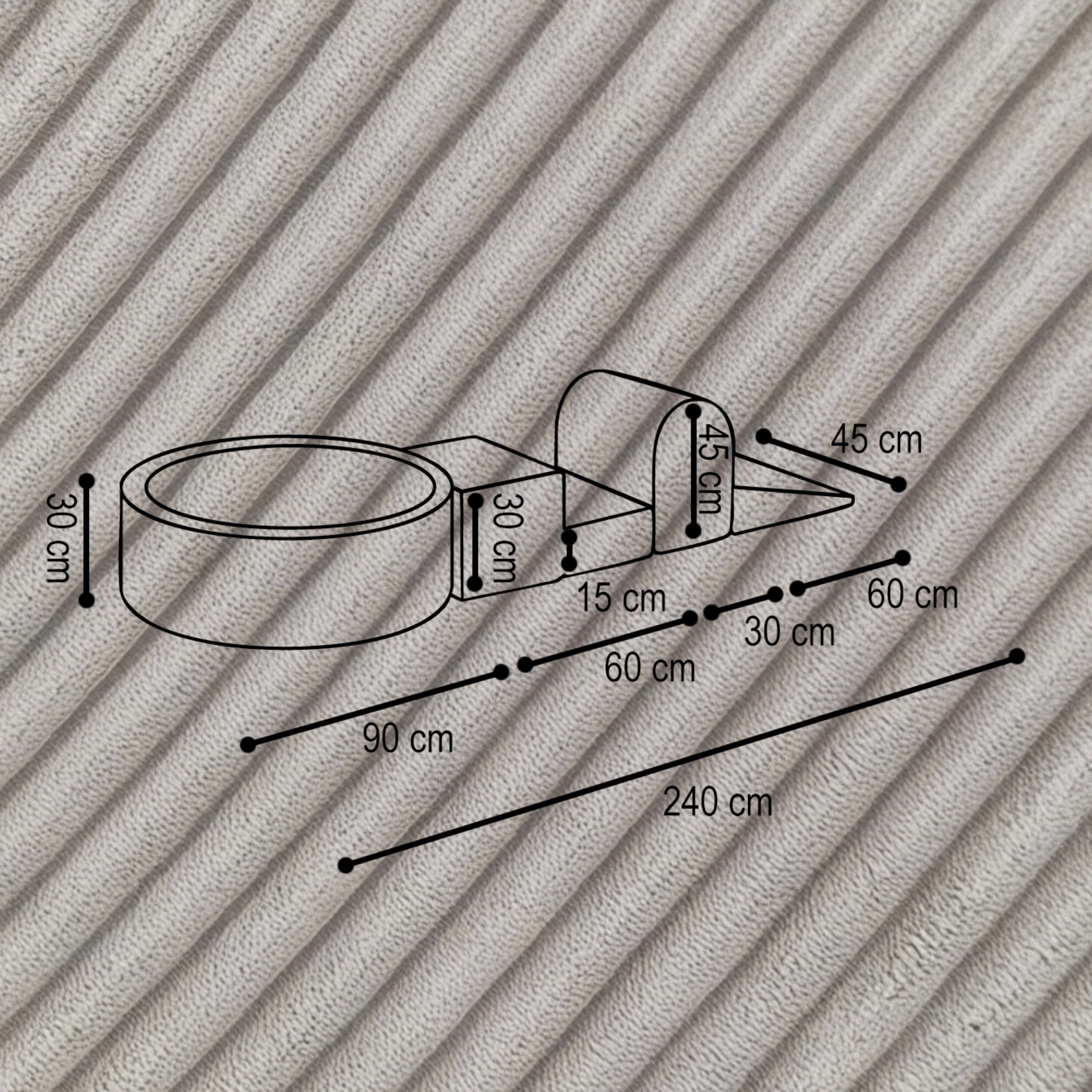 "Bally Play" Bällebad 90x30cm mit 3 Bauelementen & 200 Bällen