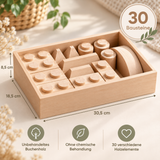 Montessori Holzbausteine aus Massivholz mit Aufbewahrungsbox