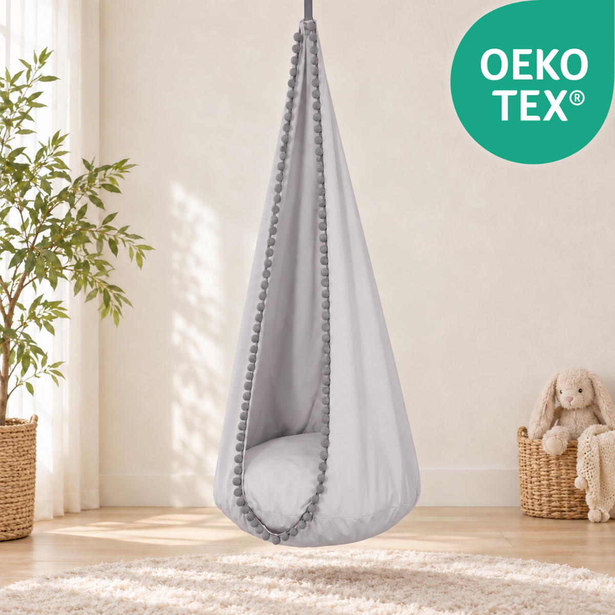 Cocoon Swing – Hängeschaukel aus Baumwolle mit Sitzkissen