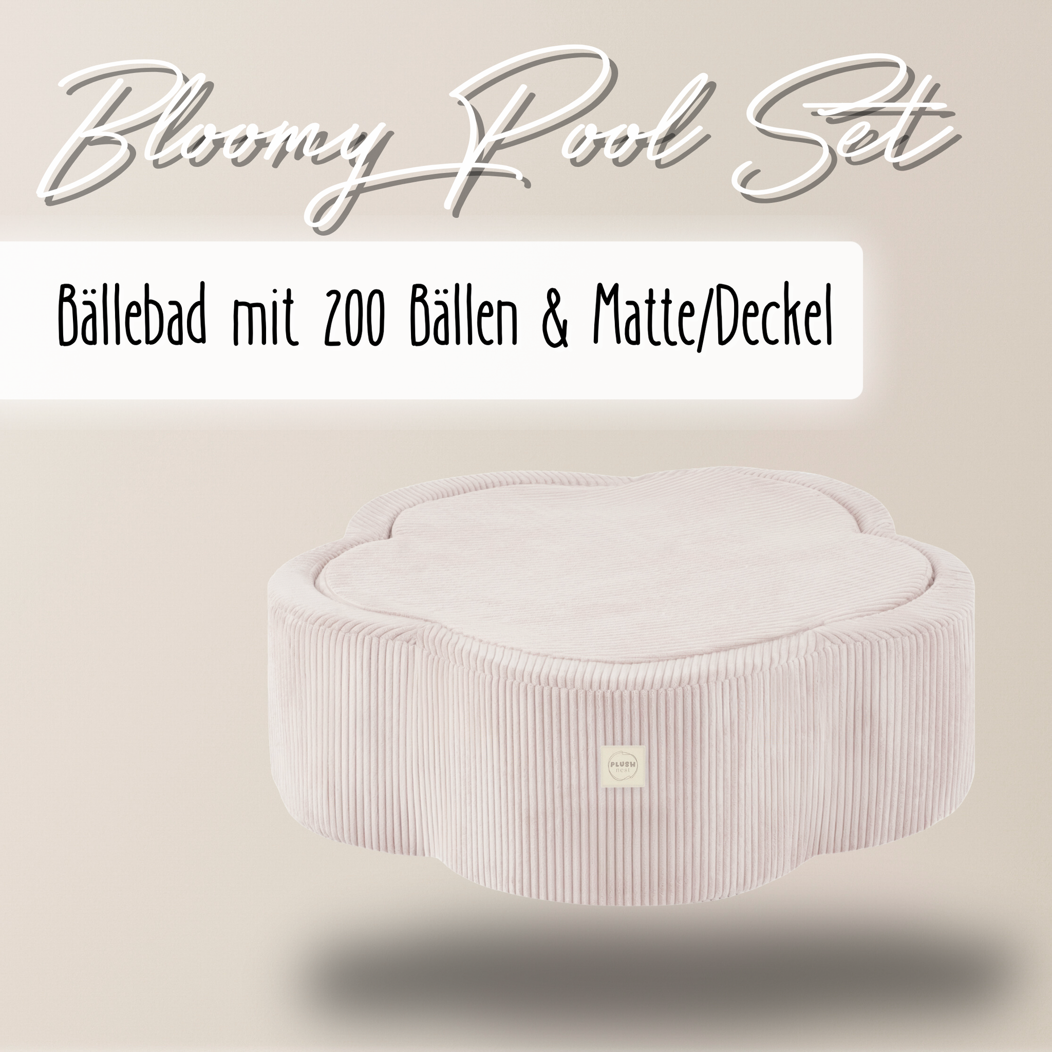 "Bloomy Pool Set" Bällebad 95x30cm, mit 200 Bällen & Matte/Deckel