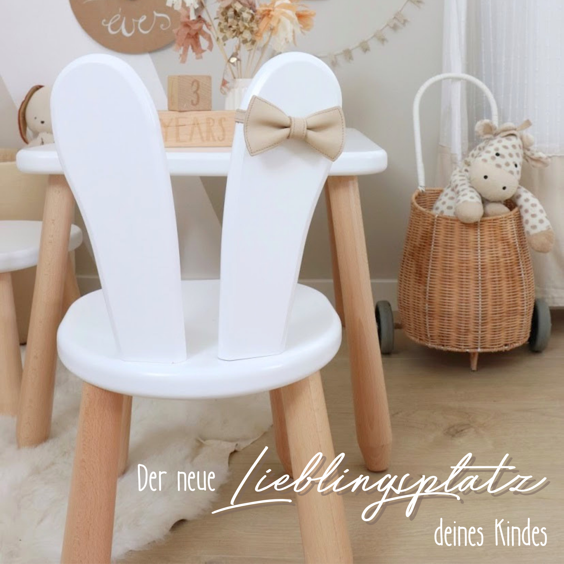 Duo Set "Spring" - Kindertisch & 2 Stühle aus massivem Buchenholz