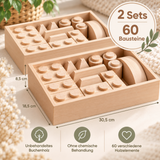 Montessori Holzbausteine aus Massivholz mit Aufbewahrungsbox