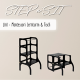 STEP’n’SIT® – Montessori Lernturm & Tisch 2-in-1 aus Holz