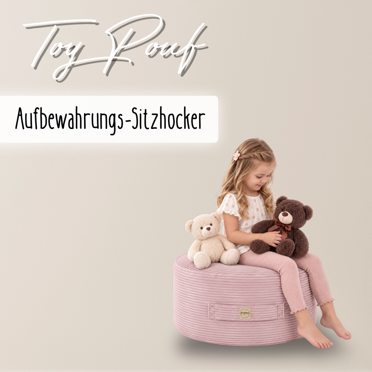 "Toy Pouf" befüllbarer Aufbewahrungs-Sitzhocker 65×30 cm
