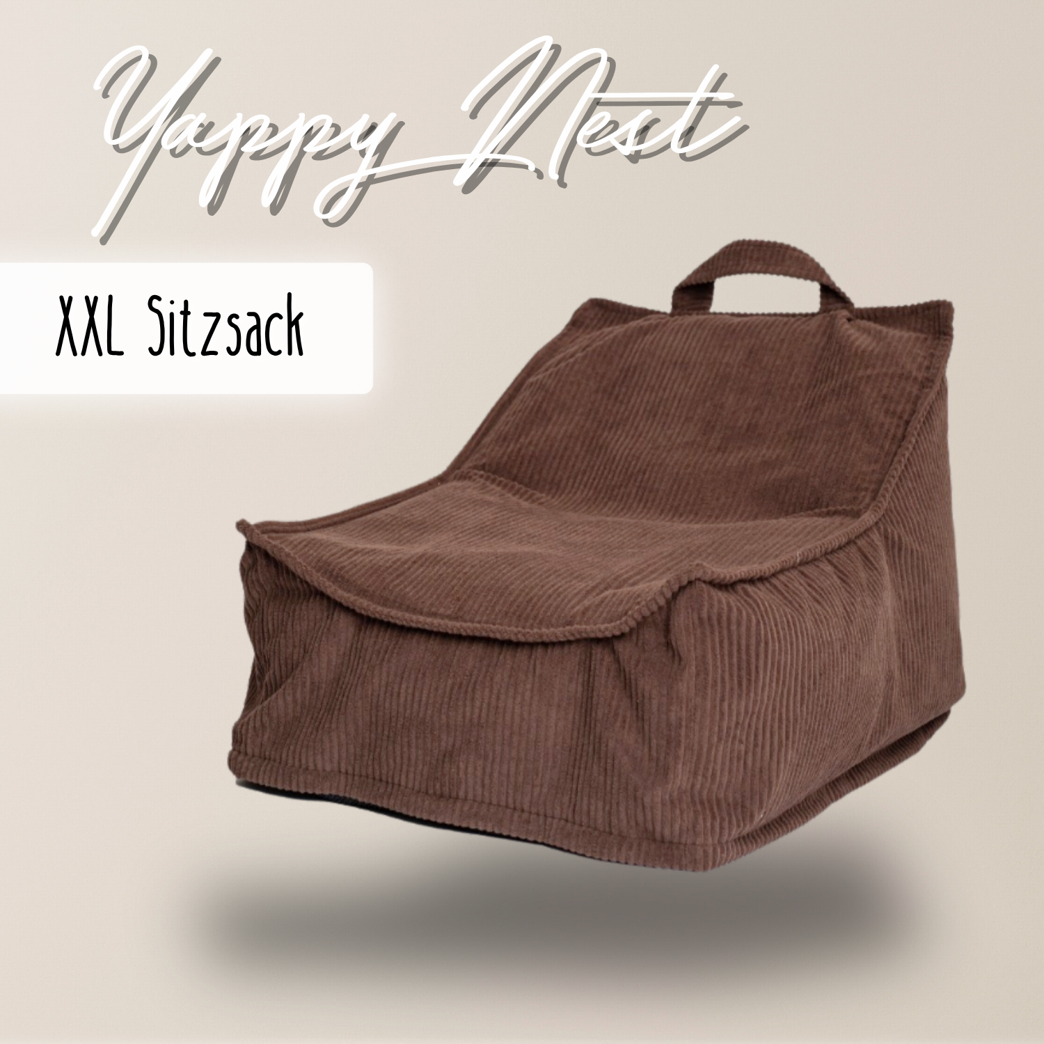 "Yappy Nest" XXL Sitzsack 70x50x80cm mit EPS-Perlen & Anti-Rutsch-Boden