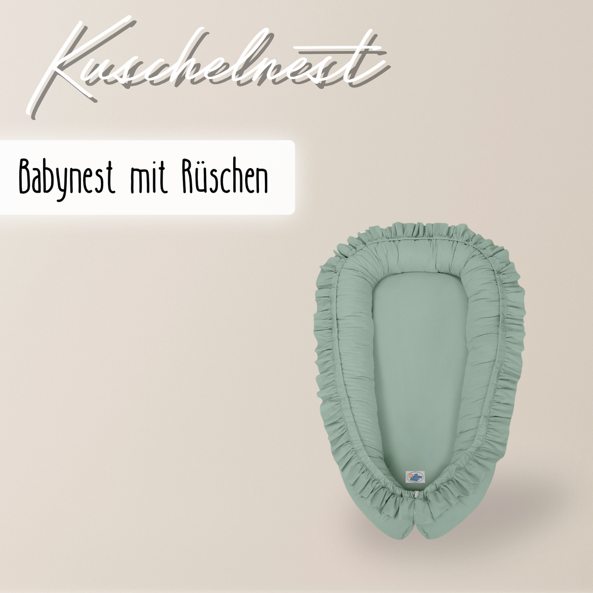 wendbares Babynest mit Rüschen - 100% Baumwolle