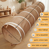 Spieltunnel aus Baumwolle/Hanf, passend zum runden Spielzelt, 180x46cm
