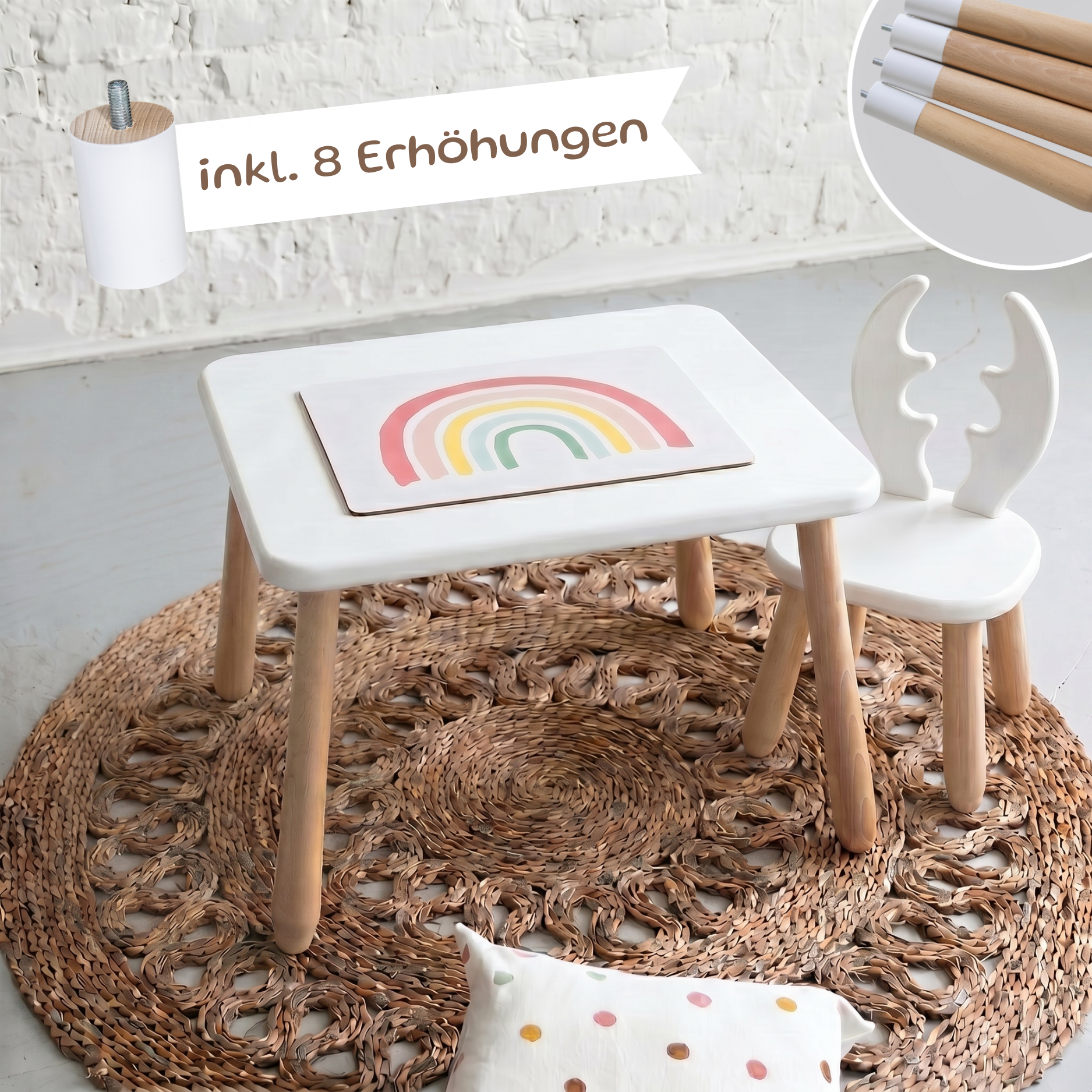 Solo Set "Deer" - Kindertisch & Stuhl aus massivem Buchenholz