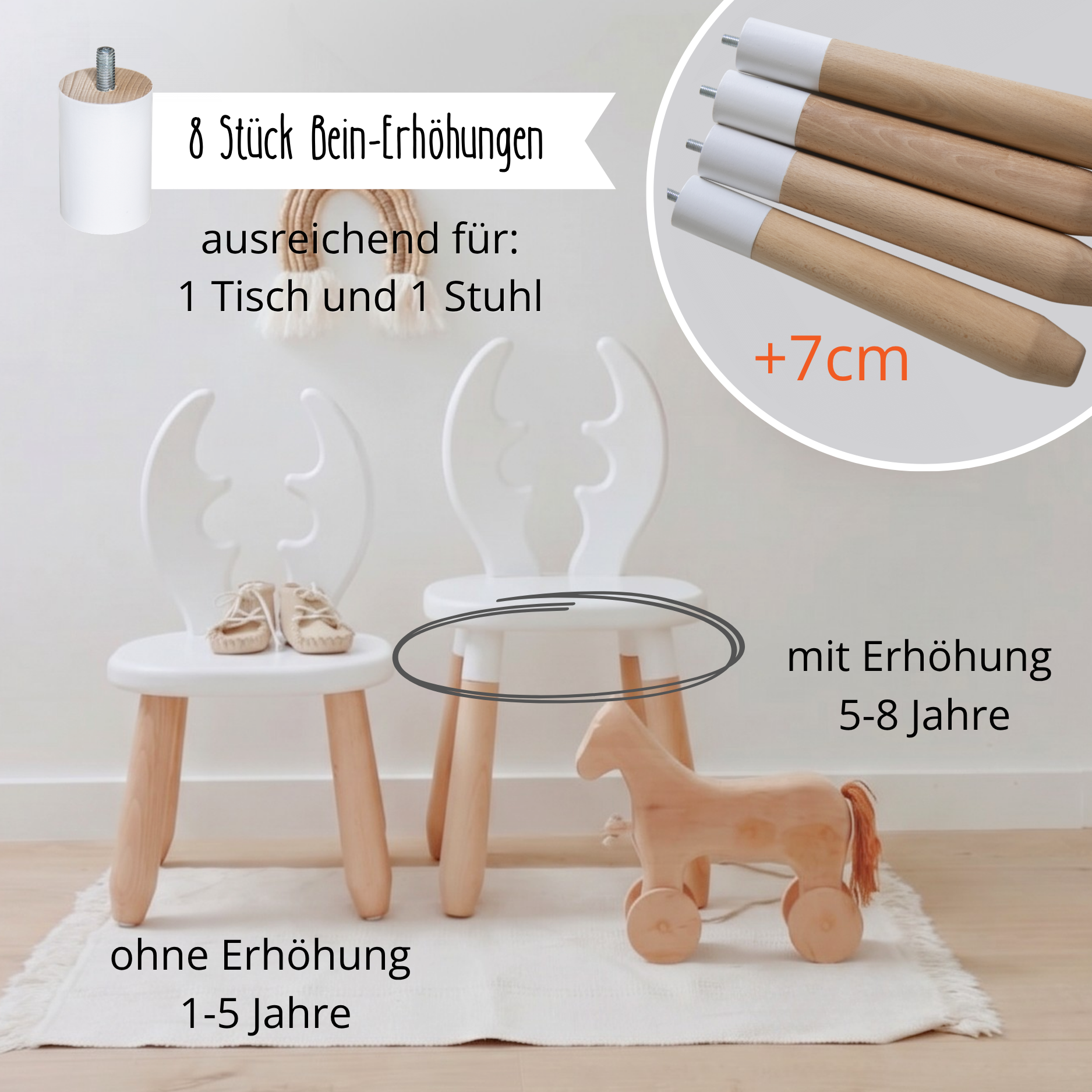 Solo Set "Deer" - Kindertisch & Stuhl aus massivem Buchenholz